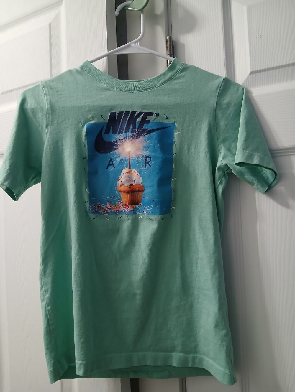Nike Mint Green Short-Sleeve Tee with Cupcake Graphic